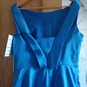 Karen Millen satin royal blue dress for wedding evening cocktail party occasion 16 New 225 e