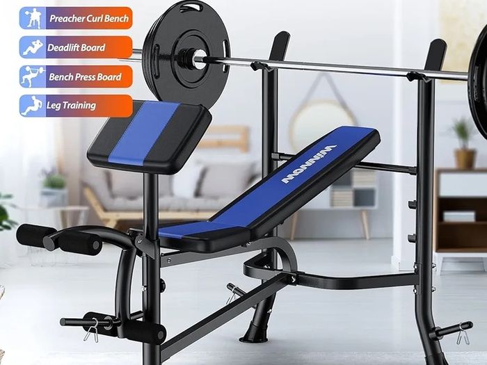 Adjustable Weight Bench with Leg Extension and Preacher Curl Home Training Gym Weight Lifting Bench Full-Body Workout Bench Bench Press