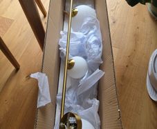 Modern Brass & Frosted Glass Globe Linear Ceiling Light