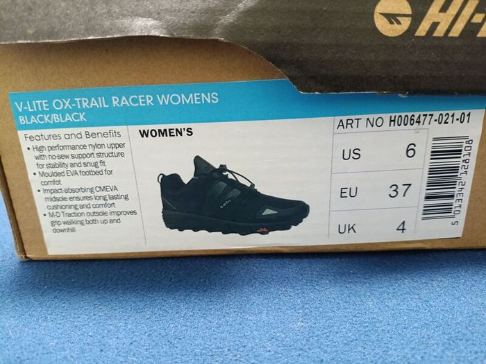 Hi-Tec V-Lite Ox-Trail Racer Low Women's Black Comfort Running Hiking Shoes 5