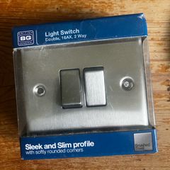 4 Brand new brushed steel double light switches