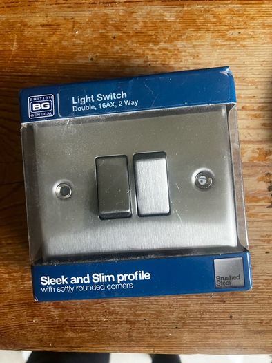 4 Brand new brushed steel double light switches