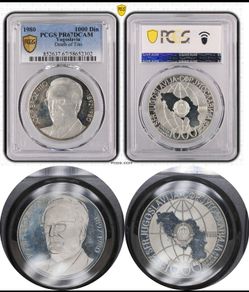 PR67DCAM PCGS 1000 Dinara 1980 Yugoslavia Silver Coin Death Of Tito