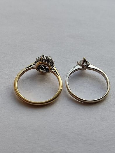 Small size: 18 CT Gold Diamond ring 450 euro and  18 CT Diamond, Iolite ring 450 euro