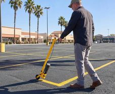 Heavy-Duty Line Marking Paint Wand with Wheels, Lightweight Ground Striping Applicator for Parking Lots, Sports Fields & Road Marking, Yellow