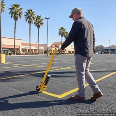 Heavy-Duty Line Marking Paint Wand with Wheels, Lightweight Ground Striping Applicator for Parking Lots, Sports Fields & Road Marking, Yellow