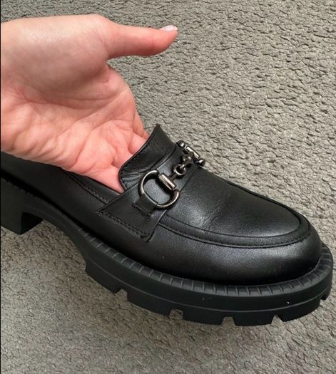 Women's black loafers genuine leather,women shoes