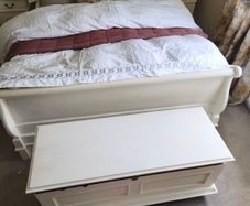 Sleigh bed, lockers and blanket box