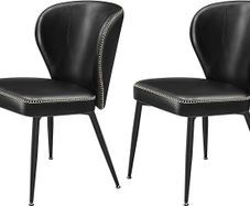 2 x Dining  Chairs Faux Leather  Set of 2