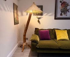 Mid Century Bamboo Floor Lamp H180cm