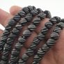 Vintage African Style White Stripe Black 8.2mm - 8.5mm Glass Beads Necklace Strand Image 4