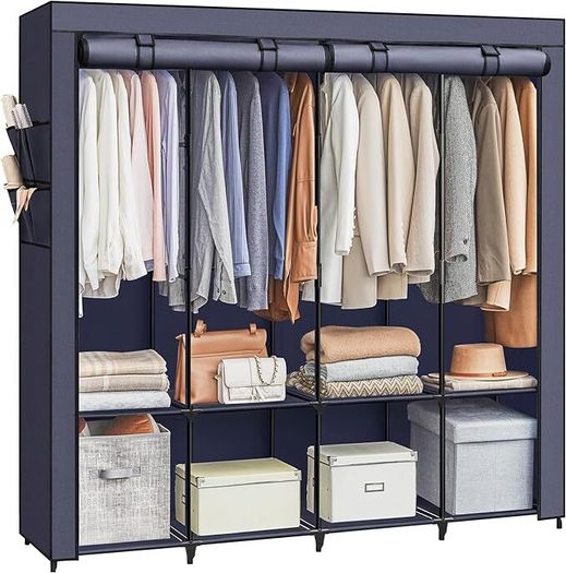 Clothes Wardrobe, Portable Closet, Garment Organiser Rack with 4 Hanging Rails