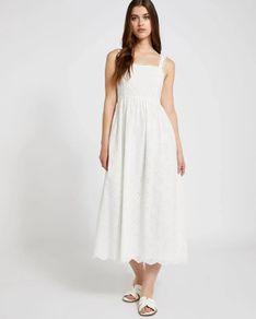 NEW - Savida Arti Broiderie White Midi Dress UK 12