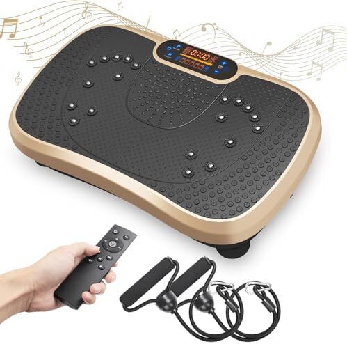 Vibration Plate Exercise Machine, Whole Body Workout Fitness Vibration Plate, Vibration Power Plate with Resistance Bands,Slim Vibration Platform for Home Training & Shaping,99 Levels
