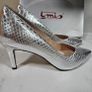 Emis new collection court silver snake skin medium heel leather shoes UK4.5 EU 37.5 new & boxed Image 2