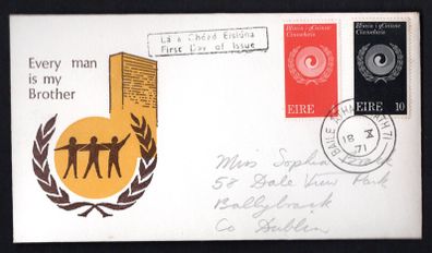 1971 Ireland Year for Action to combat Racism and Racial Discrimination Commemorative Stamps Illustrated First Day Cover (FDC)