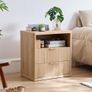 23 Fluted Nightstand, Wide 2 Drawers End Table,Natural Night Stand with Open Storage Cabinet, Farmhouse Bed Side Tables, Wood Dresser for Bedroom, Living Room, Closet Natural Image 6