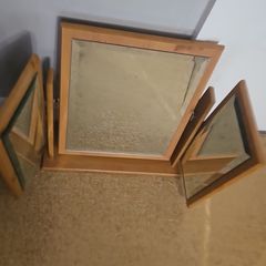 Vintage Style Wooden Tri-Fold Vanity Mirror