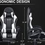 Computer Chair Office Chair Desk Swivel Chair Adjustable Reclining Footrest Cushion White New Image 3