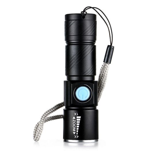 Mini Q5 LED 1000LM USB Rechargeable Zoom Flashlight Flash Torch Lamp Light Walking 3 Modes