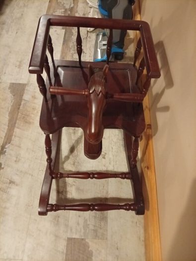 vintage hand-carved mahogany safety-chair rocking horse