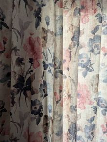 Curtains. Pink blue. Linen look
