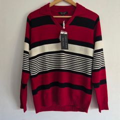 UK16, With Tags Lady Laura Ireland Wool Striped Polo Knit Collared Jumper