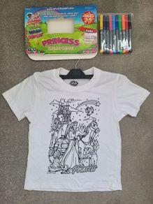 Brand New - Splat Planet Colour-in Princess Fairytale T-Shirt - size: 5-6 years
