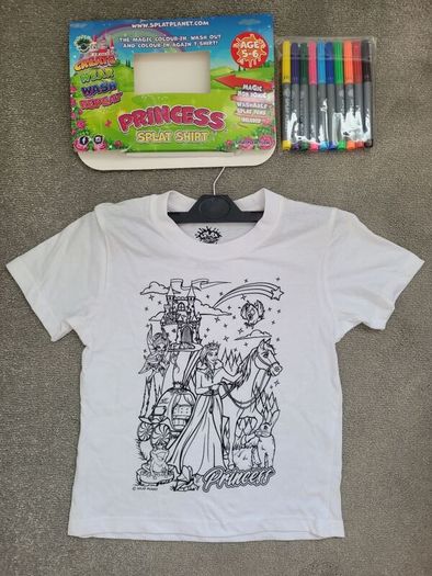 Brand New - Splat Planet Colour-in Princess Fairytale T-Shirt - size: 5-6 years