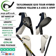 Taylormade Qi10 Tour Hybrid / #2 17 Degree / Hzrdus Yellow 6.5 63G X-Stiff