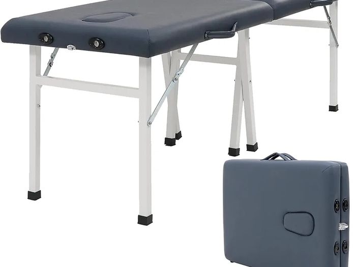Harmon Portable Folding Massage Table - 61cm Wide, Lightweight & Durable - Ideal for Travel, Home & Professional Use - Royal Blue