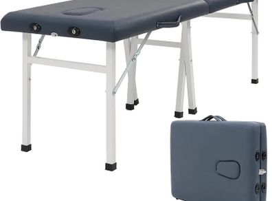 Harmon Portable Folding Massage Table - 61cm Wide, Lightweight & Durable - Ideal for Travel, Home & Professional Use - Royal Blue