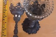 vintage pewter and glass goblets,