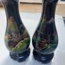 Pair of vintage  black  Chinese lacquerware vases Image 7