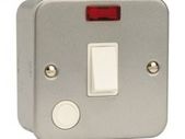 20 Amp Double Pole with Neon Switch Surface Metal