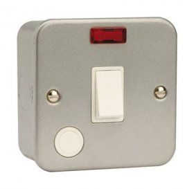 20 Amp Double Pole with Neon Switch Surface Metal