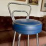 Mid 1959s Art Deco Inspired Chrome Bar Stool with Original Seat Top Image 7