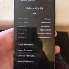Used unlocked Samsung Galaxy A53 5G Dual SIM (6GB+128GB), Awesome Blac SM-A536B/DS
