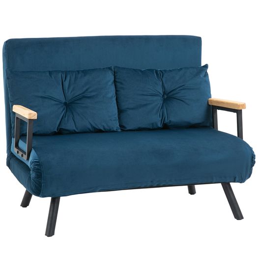 2-seater sofa, tufted backrest, wood legs, thick padding, linen look, for small spaces, gray