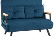 2-seater sofa, tufted backrest, wood legs, thick padding, linen look, for small spaces, gray