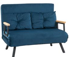 2-seater sofa, tufted backrest, wood legs, thick padding, linen look, for small spaces, gray