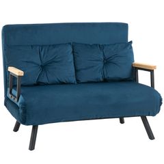 2-seater sofa, tufted backrest, wood legs, thick padding, linen look, for small spaces, gray