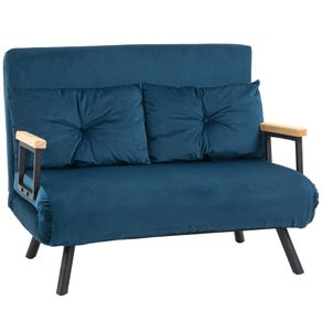 2-seater sofa, tufted backrest, wood legs, thick padding, linen look, for small spaces, gray
