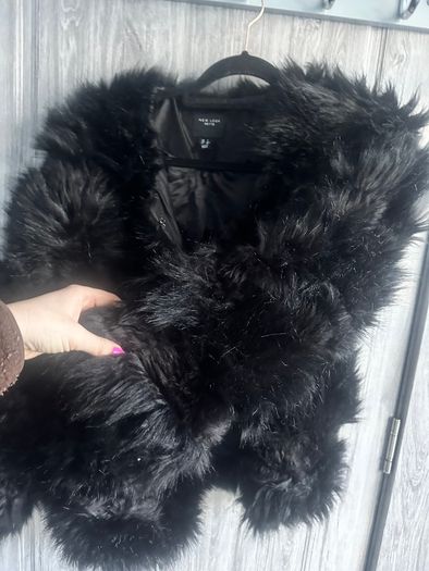 Black Fur Coat New Look Petite