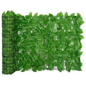 Balcony Privacy Screen with Green Leaves 300x150 cm