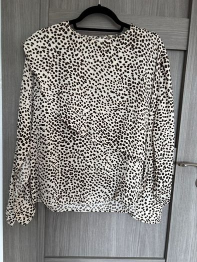 Animal print blouse - cream and black