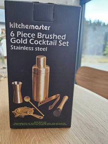 6 Piece Brushed Gold Cocktail Set