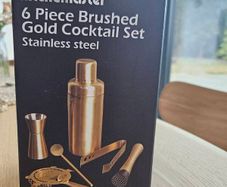 6 Piece Brushed Gold Cocktail Set
