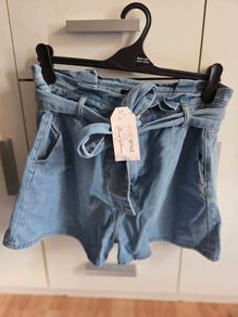 In The Style Denim Paper Bag Shorts Size 14