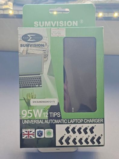2026 Automatic Sumvision 95W Universal 95W Power Adapter With 12Tips DC (Updated S.tyle) / Charger for Laptops.